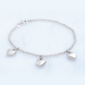 Sliver ball bracelet with heart charms  - Lot #011